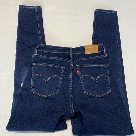 Levis 721 Jeans Women's Sz. 28 Blue High Rise Skinny Ripped Distressed - Picture 8 of 13